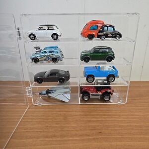 Clear Acrylic Display Case 1:64 Scale Diecast Cars INCLUDING Mix AX of CARS x 8